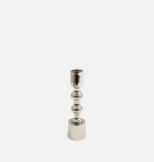 Silver Bobbin Candlestick Holder Small